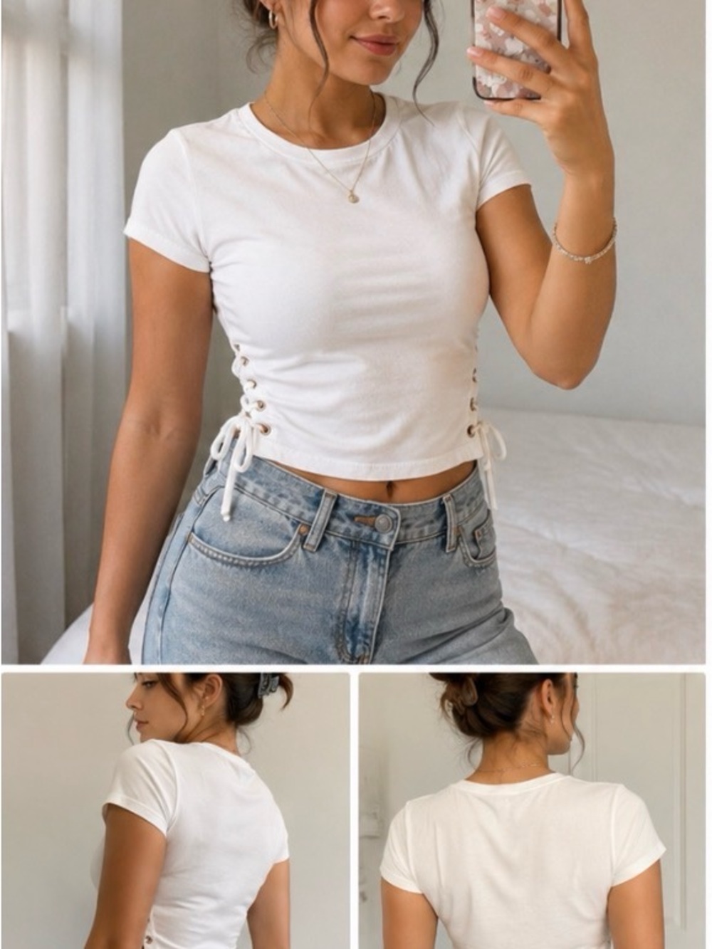 Aeropostale White Side Lace-Up Crop Top